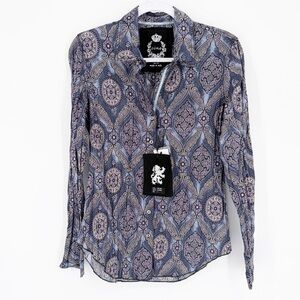 New Nwt Cino Print Cotton Top Crinkle Small Cino 6028